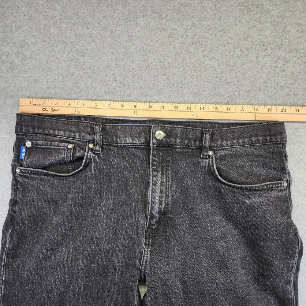 Hugo Boss Ash Mens 38x32 Slim Fit Dark Black Wash Denim